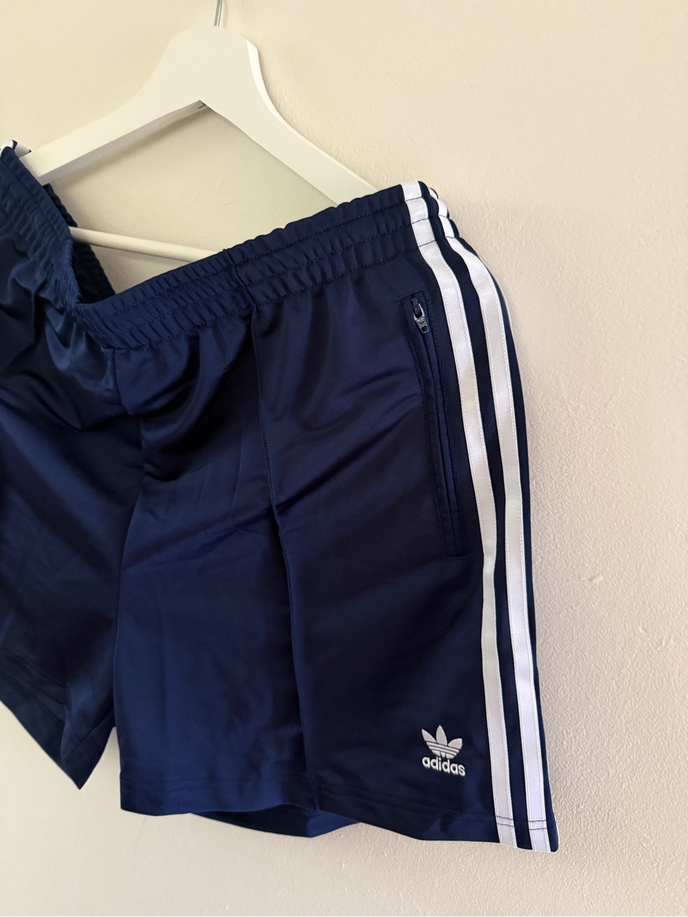 NWT adidas Women's Navy Athletic Shorts with White Stripes - Picture 4 of 5